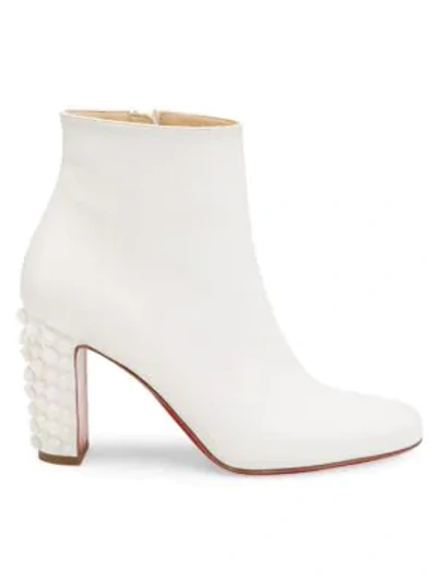 Shop Christian Louboutin Suzi Folk Studded Leather Ankle Boots In Snow