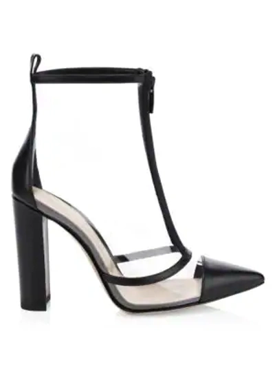 Shop Gianvito Rossi Transparent Leather Point-toe Booties In Black