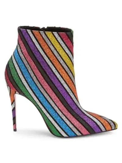 Shop Christian Louboutin So Kate 100 Stripe Glitter Suede Ankle Boots In Multi