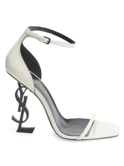 Shop Saint Laurent Opyum Leather High-heel Sandals In Latte