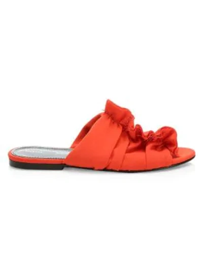 Shop Proenza Schouler Frayed Crepe Flat Sandals In Red