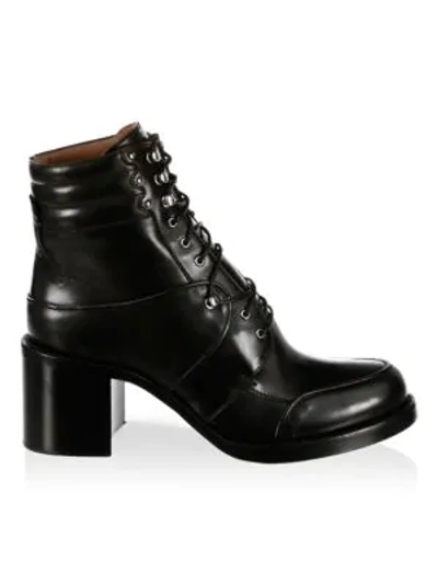 Shop Tabitha Simmons Leo Leather Block Heel Combat Boots In Black