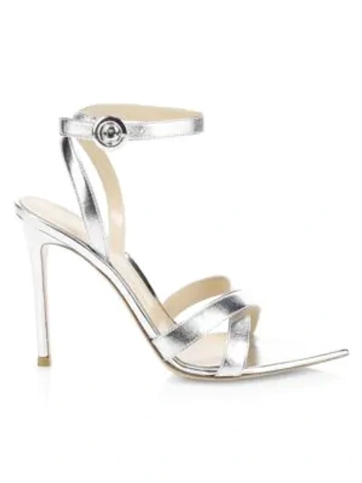 Shop Gianvito Rossi Metallic Leather Ankle-strap Sandals In Silver