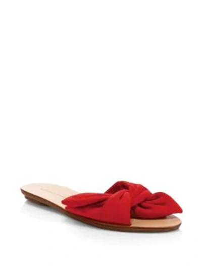Shop Loeffler Randall Phoebe Knotted Suede Slide Sandals In Bright Red