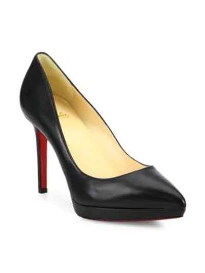 Shop Christian Louboutin Pigalle 100 Leather Platform Pumps In Black