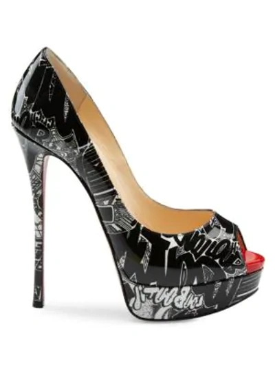 Shop Christian Louboutin Fetish Peep 130 Printed Patent Leather Pumps In Multi