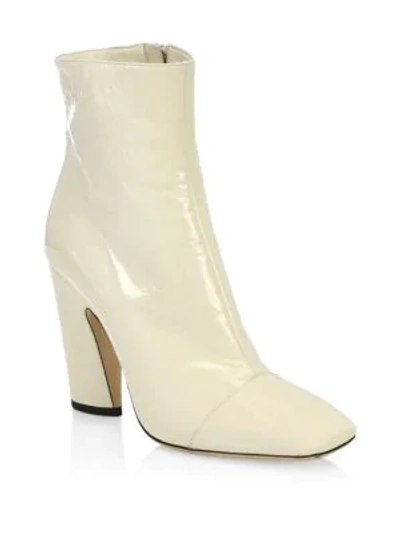 Shop Jimmy Choo Mirren Patent Leather Ankle Boots In Ivory