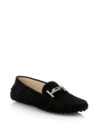 Shop Tod's Gommini Doppia Suede Loafers In Black
