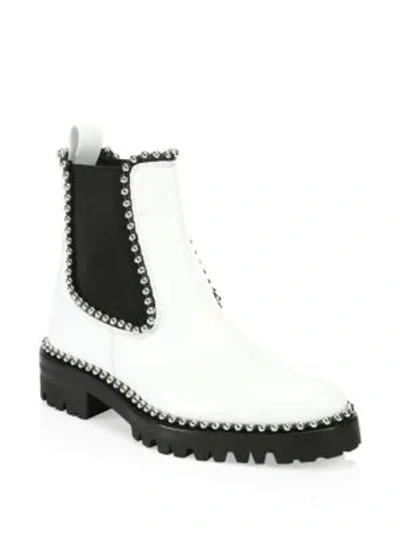 Shop Alexander Wang Spencer Studded Leather Combat Boots In White