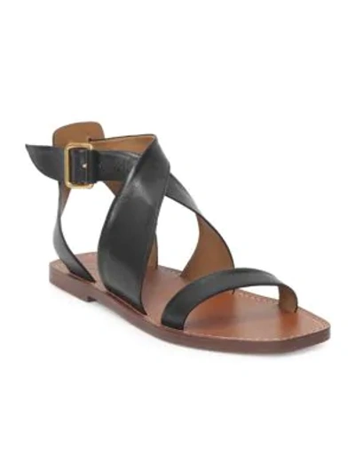 Shop Chloé Virginia Leather Flat Sandals In Black