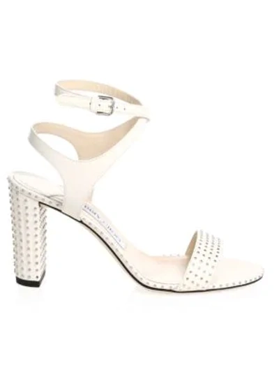 Shop Jimmy Choo Marine Studded Leather Sandals In Chalk