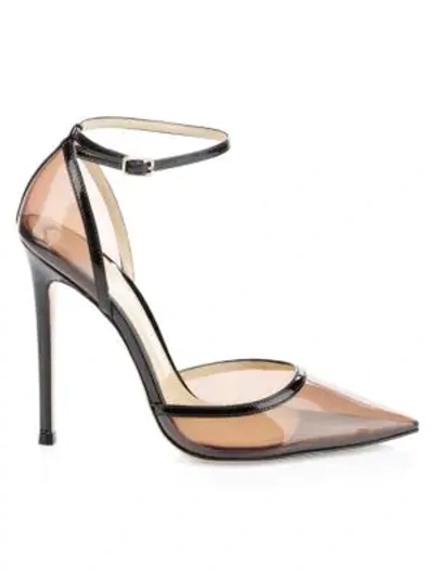 Shop Gianvito Rossi Sabin Ankle-strap Clear & Leather Pumps In Black