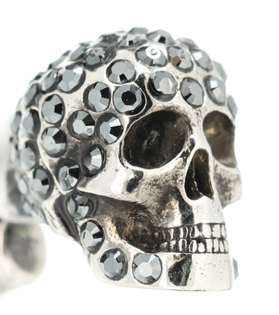 Shop Alexander Mcqueen Skull Hoop Earrings In Silver