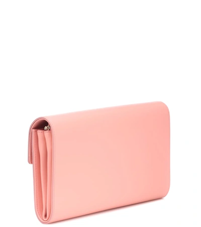 Shop Roger Vivier Viv' Envelope Leather Clutch In Pink