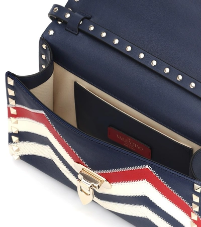 Shop Valentino Rockstud Small Leather Shoulder Bag In Blue
