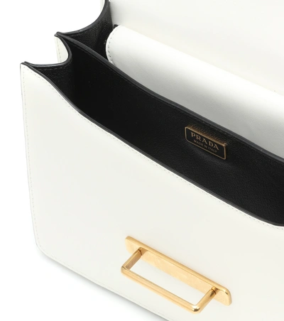 Shop Prada Cahier Leather Shoulder Bag In White