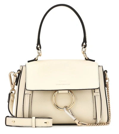 Shop Chloé Mini Faye Day Leather Shoulder Bag In White