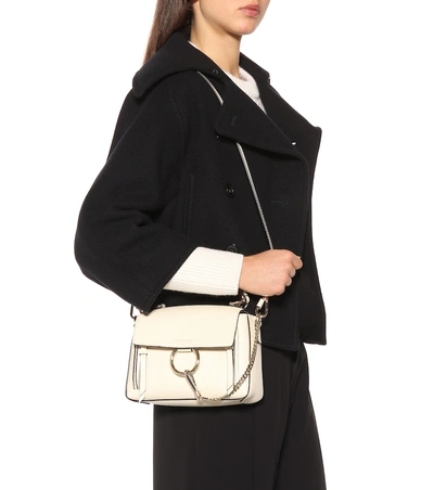 Shop Chloé Mini Faye Day Leather Shoulder Bag In White