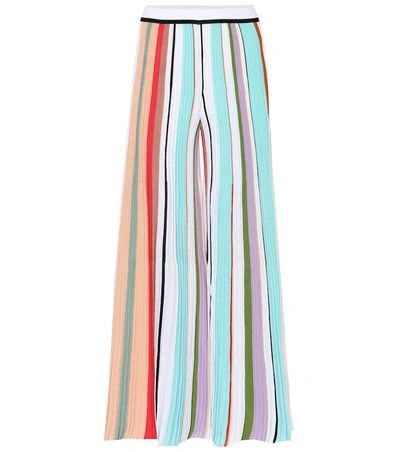Shop Missoni Striped Crochet Wide-leg Pants In Multicoloured
