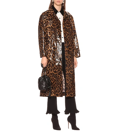 Shop Miu Miu Leopard-printed Coat In Brown