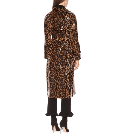 Shop Miu Miu Leopard-printed Coat In Brown