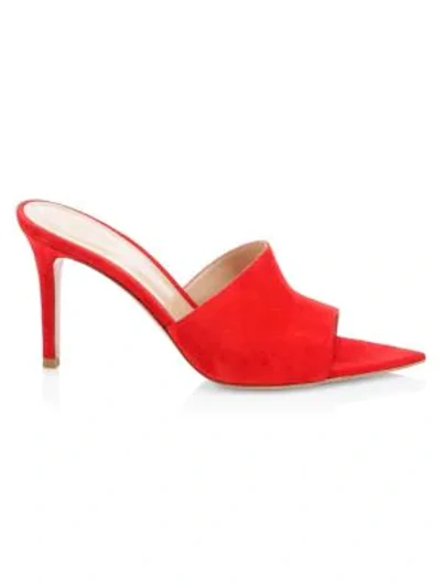 Shop Gianvito Rossi Alise Suede Mules In Red