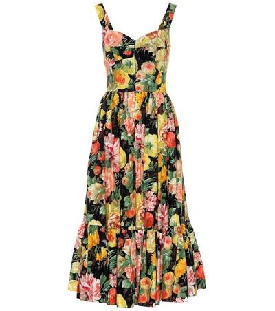 Shop Dolce & Gabbana Floral-printed Cotton Dress In Multicoloured