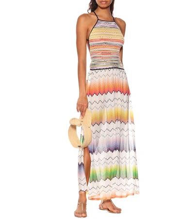 Shop Missoni Striped Crochet Dress In Multicoloured