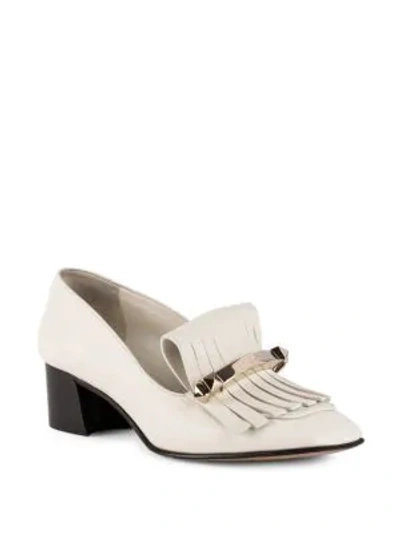 Shop Valentino Uptown Leather Loafers In Ivory