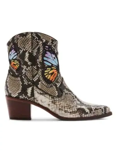 Shop Sophia Webster Shelby Butterfly Snakeskin-embossed Leather Cowboy Boots In Multi