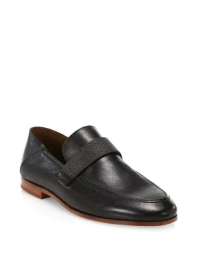 Shop Brunello Cucinelli Leather Loafers In Black