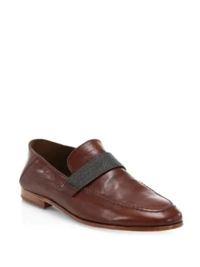 Shop Brunello Cucinelli Leather Loafers In Brown