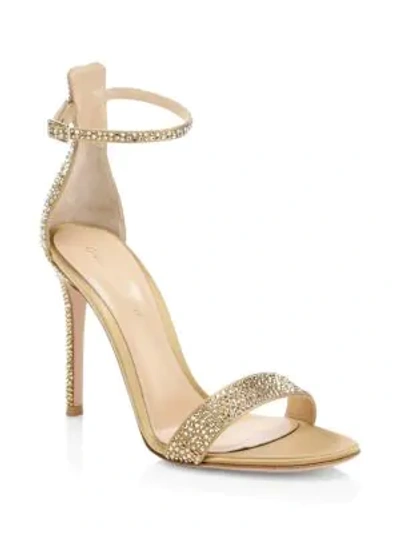 Shop Gianvito Rossi Silk Crystal Ankle-strap Sandals In Gold