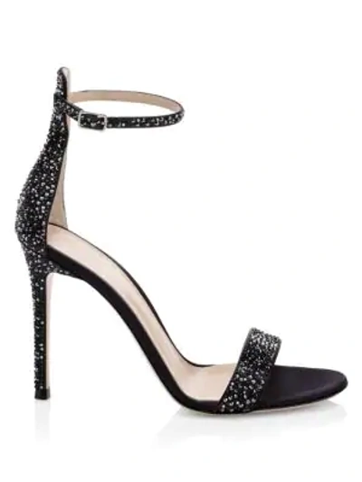 Shop Gianvito Rossi Glam Crystal-embellished Silk Sandals In Black