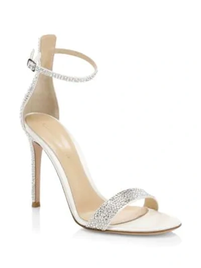 Shop Gianvito Rossi Glam Crystal-embellished Silk Sandals In Off White