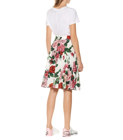Shop Dolce & Gabbana Floral-printed Cotton Skirt In Multicoloured