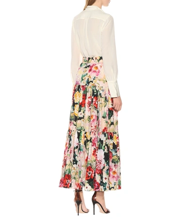 Shop Dolce & Gabbana Floral-printed Cotton Maxi Skirt In Multicoloured
