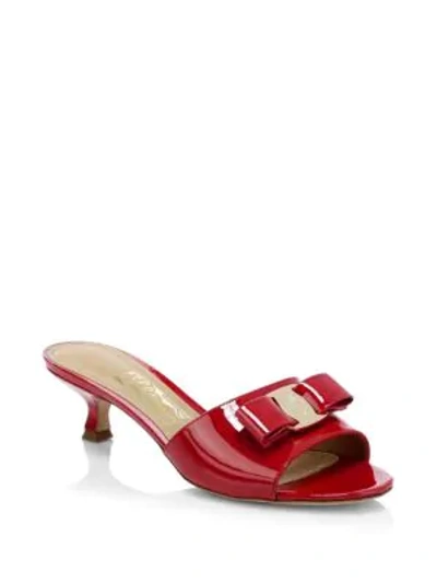 Shop Ferragamo Ginostra Patent Leather Sandals In Red