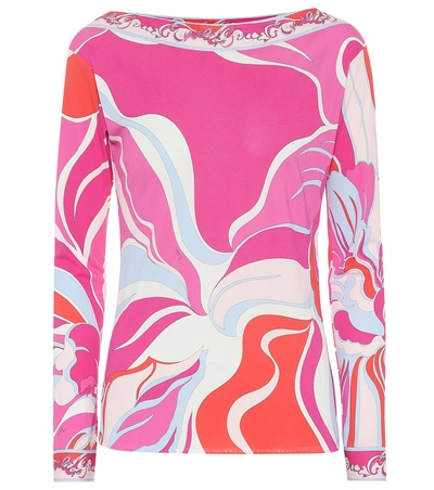 Shop Emilio Pucci Printed Silk-blend Top In Multicoloured