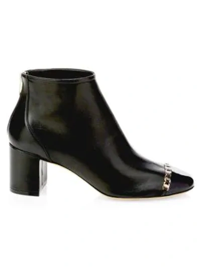Shop Ferragamo Atri Cap-toe Leather Ankle Boots In Black