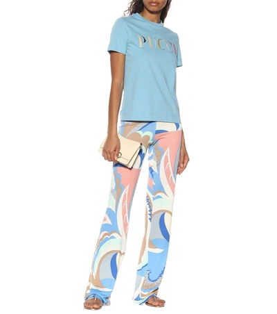 Shop Emilio Pucci Printed Cotton T-shirt In Blue