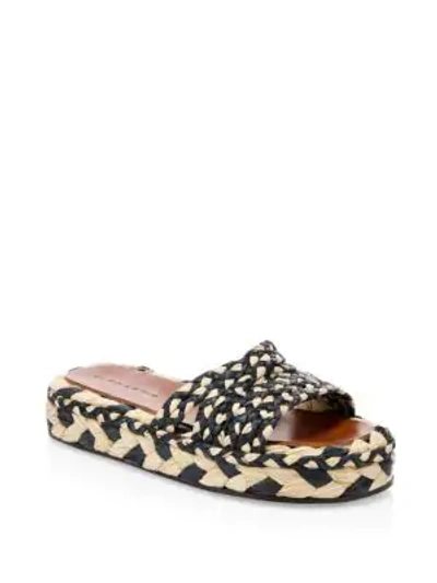 Shop Clergerie Alize Raffia Platform Slip-on Sandals In Multi