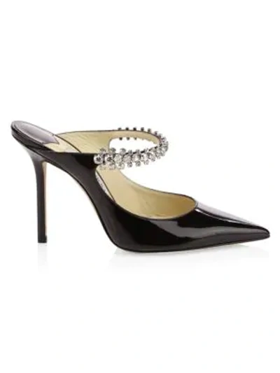 Shop Jimmy Choo Bing Embellished Patent Leather Mules In Black