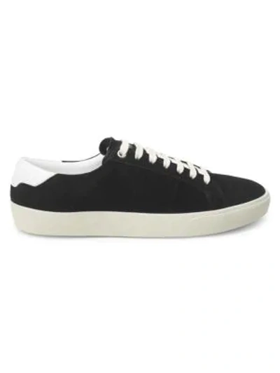 Shop Saint Laurent Court Classic Suede Sneakers In Black White