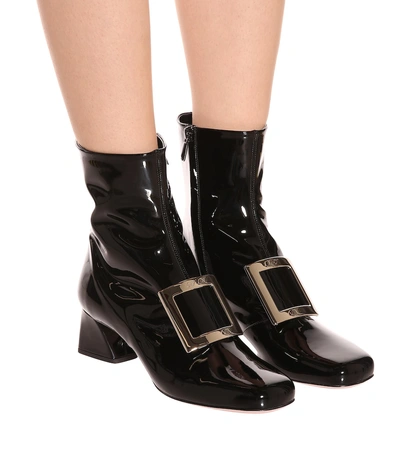 Shop Roger Vivier Très Vivier Leather Ankle Boots In Black