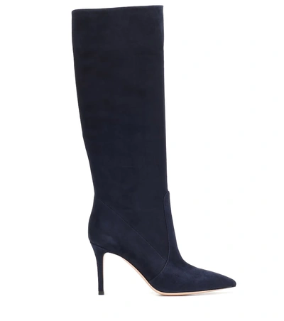 Shop Gianvito Rossi Susan 85 Suede Knee-high Boots In Blue