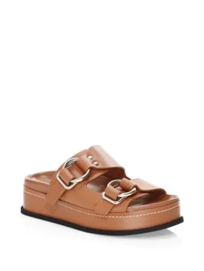 Shop 3.1 Phillip Lim / フィリップ リム Freida Buckle Leather Flatform Sandals In Cognac