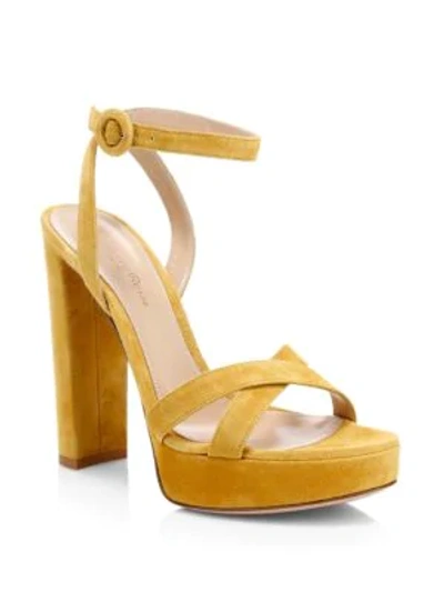 Shop Gianvito Rossi Platform Ankle-strap Sandals In Ocra