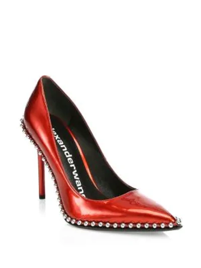Shop Alexander Wang Rie Smooth Leather Stud Pumps In Red