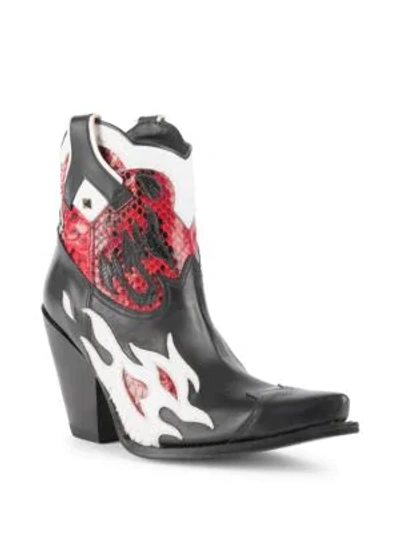 Shop Valentino Ranch Boots With Python Details In Black Multi